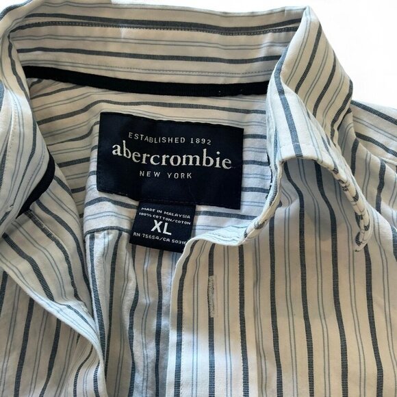 Abercrombie & Fitch boys white and blue striped button down dress shirt size XL - Picture 3 of 3